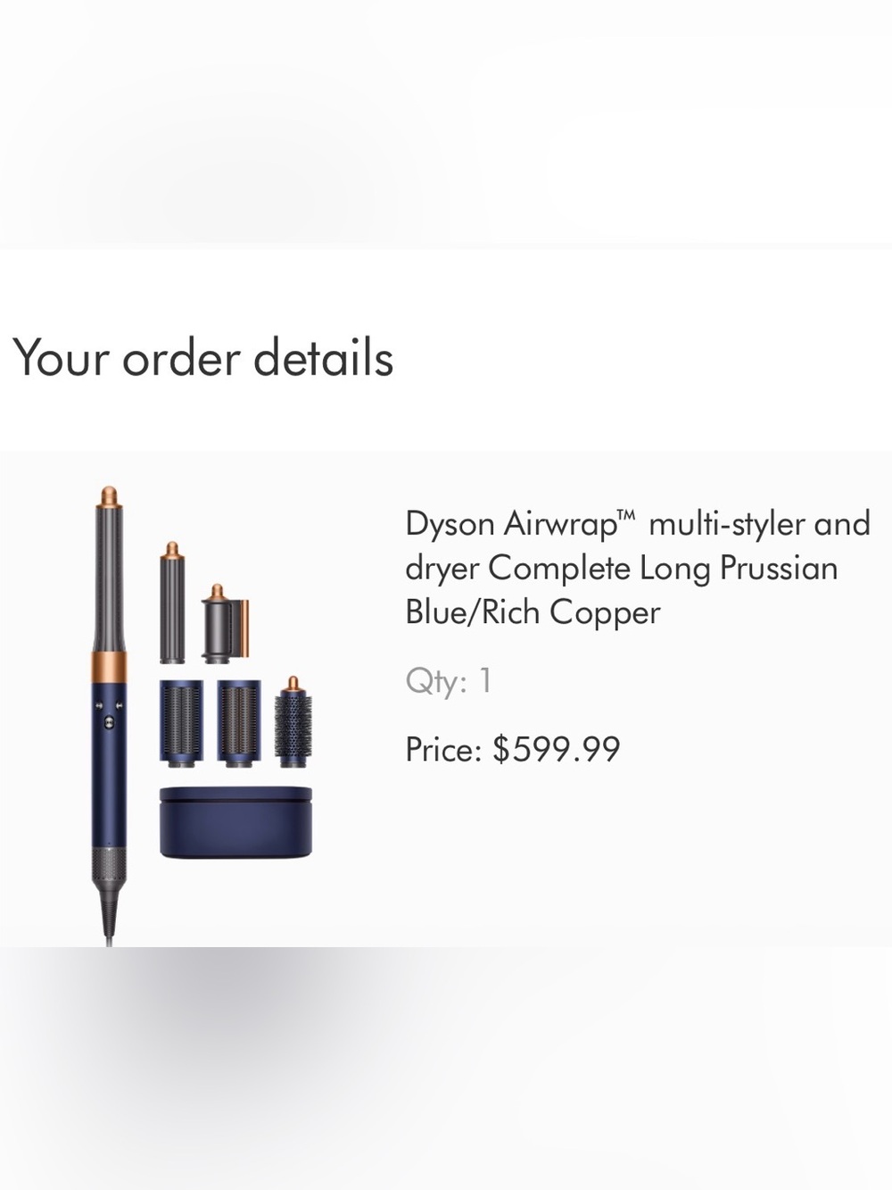 Dyson styling set in gray with copper accents
